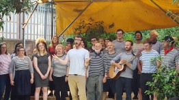 The London Sea Shanty Collective sing at the Curve Garden, Dalston